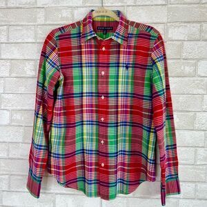 🐎 Ralph Lauren 🐎 button down plaid shirt women rn 41381 size 12 red green